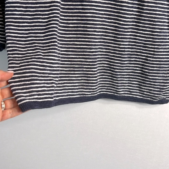 Eileen Fisher Square Neck Strip Organic Linen/Cotton Sweater size S/P - Picture 6 of 8